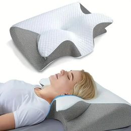 Butterfly Sleep Memory Neck Pillow Slow Rebound Comfortable Foam Cervical Orthopedic Massage Bed 240416