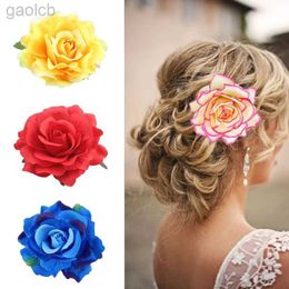 Hair Clips Barrettes 1PC Rose Flower Hairpin Brooch Headdress Hair Accessories For Bridal Bridesmaid Wedding Party Simulated Flower Hairclip Ornament 240426