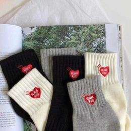 New designer Brand HUMAN MADE Love Embroidered Towel Bottom Short Tube Mens And Womens Sports Tide Socks