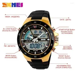 Wristwatches Skmei 1016 Men's Alarm Clock Waterproof Military Timing Code Fashion Casual Watch Dual Display Sports