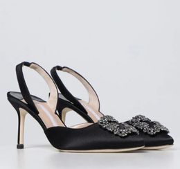 Luxury woman sandals low heel hangisli-mb&sandal satin slingback pumps back sling wedding dress shoes pointe with jewel buckle