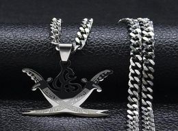 Pendant Necklaces Arabic Retro Imam Ali Sword Muslim Islam Knife Stainless Steel Necklace Men Women Silver Colour Jewellery N4517S08814088