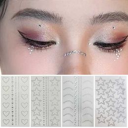 Tattoo Transfer Disposable Tattoo Stickers 3D Face Jewelry Crystal Diamond DIY Eyes Face Body Rhinestones Makeup Art Party Decoration Waterproof 240426