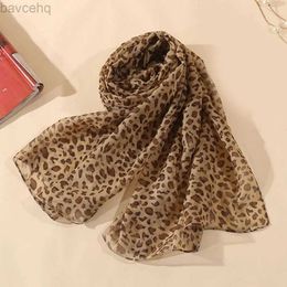 Shawls Fashion Leopard Printed Shawl For Women Long Wide Chiffon Scarves Muslim Costumes Accessories Spring Summer Lady Hijab Wraps d240426