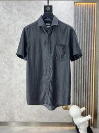 Men's Polos 2024DIKU Shirt Silk Men 2024 Summer Short Sleeve Breathable Thin Embroidery Quality Big Size S-3XL