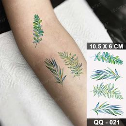 XVZB Tattoo Transfer Green Plant Waterproof Temporary Tattoo Sticker Women Girl Men Color Flower Flash Tatoo Ankle Body Art Transferable Fake Tatto 240427