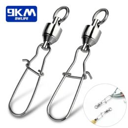 Accessories 20~100pcs Fishing Ball Bearing Swivels Duolock Snap Stainless Steel Fishing Connector Swivels with Crane Barrel Lure Fish Tackle