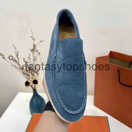 Loro Piano LP Low Loafers Flat Mens shoes Casual Shoes Suede Cow Leather Oxfords Moccasins Rubber Sole Mens Casual Shoes with box