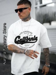 Men's T-Shirts Los Angeles California Printed Summer Mens Cotton Top Mens T-shirt Mens Fashion Camiseta Short sleeved Clothing American Street Clothing J240426
