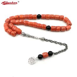 Tasbih Natural Coral Big Size Valuable gift Eid deep sea coral Muslim jewelry Fashion islamic Favorites Bracelets 240415