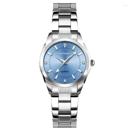 Wristwatches 2024 Brand Women Watches Fashion Ladies Quartz Watch Bracelet Blue Dial Simple Silver Mesh Luxury