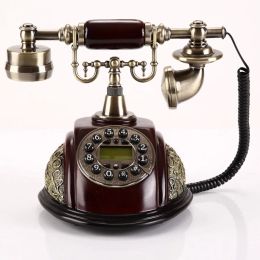 Accessories Antique Landline Telephone With Button Dial Home Fixed Vintage Phone Without Battery Decoration For Office Hotel Telefone Bronze