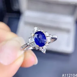 Cluster Rings KJJEAXCMY Fine Jewellery 925 Sterling Silver Inlaid Natural Sapphire Women Elegant Trendy Chinese Style Gem Ring Support