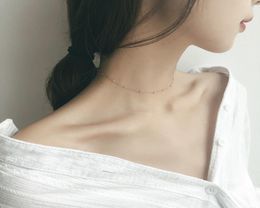 Fashion Jewelry Bohemia Bead Necklace 925 Sterling Silver Chokers Necklaces for Women Classic Clavicle Chain Wyk022278585