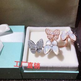 Unique ring for men and women without deformation Butterfly Ring White Full Blue with common vnain