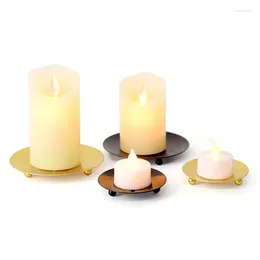 Candle Holders Iron Black Golden Pillar Metal Plate For Wedding Party Festival Table Candlestick Holder Art Gift Home Decoration