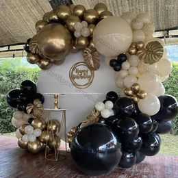 Party Decoration 130pcs White Sand Black Gold Balloon Garland 2024 Year Decorations 30th 40th 50th Birthday Balloons Baby Shower Favour