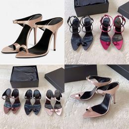 Flip Satin Flops Buckle Finish High-heeled Ankle-tie Sandals Heeled Stiletto Heels for Women Party Evening Shoes 10cm Designers Factory Footwear Original Quality