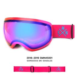 Eyewear SMNLarge Mirror Snow Glasses for Men and Women,Genuine Double AntiFog Skiing Goggles, UV Graced,Spherical Snowboarding Eyewear