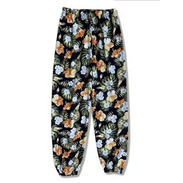 Ladies spring and summer thin casual bunches flower print can be worn home air conditioning pants beach sunscreen pants