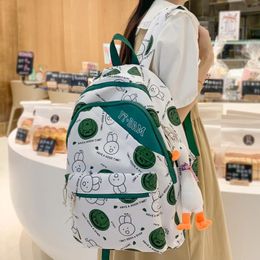 School Bags Female Harajuku Trendy Book Bag Ladies Cartoon Print College Fashion Kawaii Girl Travel Laptop Backpack Women Leisure