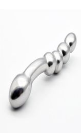 stainless steel doublelsided curvy vaginal dildo dong artificial penis beads masturbation anal plug sex toys for women XCXA3644577392