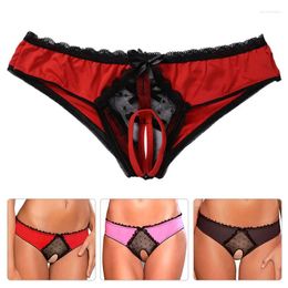 Women's Panties Women Sexy Open Crotch For Ladies Flower Lace Female Briefs See-through Crotchless Lingerie Underwear