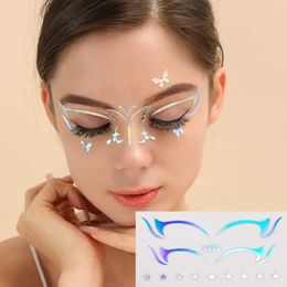 Tattoo Transfer Laser Face Stickers Art Tattoo Sticker Waterproof Temporary Tattoo Face Lace Makeup Sticker Eye Decal Glitter Tattoo Sticker 240426