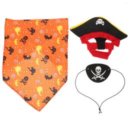 Cat Costumes Halloween Pirate Hat Triangle Bandana Set Pumpkin Saliva Costume Pet Kit Clothing Favours Plush Party Po Props