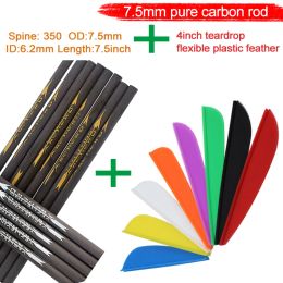 Darts 24Pcs DIY Arrow Combinations 7.5inch Id 6.2mm Pure Carbon Shafts Spine 350 4 Inch High Elasticity Teardrop Plastic Arrow Feather