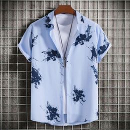 Nya män Hawaii Slim Fit kortärmad skjorta stil blommig herrskjorta