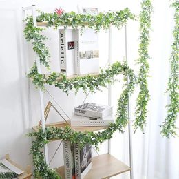 Decorative Flowers 2pcs 6ft Artificial Eucalyptus Leaves Decor Grass Rattan Vines For Wedding Outdoor Pography Props Home