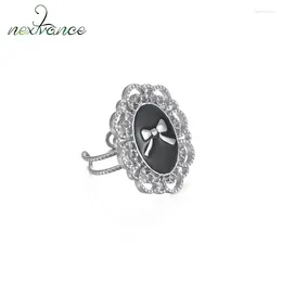 Cluster Rings Nextvance Fashion Stainless Steel Ring Oval Butterfly Clip Lace Open For Women Couple Fine Anniversary Jewelry Gift