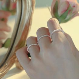 Cluster Rings Vintage Elegant Imitation Small Pearl Beads Ring Sweet Exquisite Engagement For Women Girlfriend Gift Fashion Party Jewellery