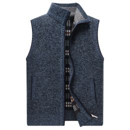 Sweaters Autumn Winter Mens Sweater Vest Thick Warm Sleeveless Knitted Cardigan Vest Sweatercoat Zipper Casual Outerwear Vest Sleeveless