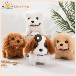 Electronic Simulation Smart Dog Realistic Plush Pets Doll Toy Walking Plush Robot Dog Toddler Toy For Christmas Children Gift 240420