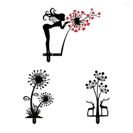 Decorative Figurines Home Sculpture Silhouette Ornaments Wrought Iron Flower Garden Wall Art Metal Hanging Decoration Crafts Gift