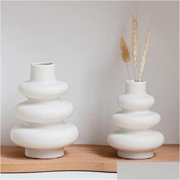 Vases Circle Ceramic Vase Pampas Grass Modern Dried Flowers Decorative For Centrepieces Kitchen Office Living Room Drop Delivery Dhg81
