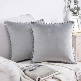 Pillow Velvet Pompom Cover 40x40cm 45x45 Decorative Sofa Home Decor Pillowcase Pink Beige Green Covers