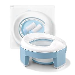 Potties Tyry.hu Baby Pot Portable Silicone Baby Potty Training Seat 3 in 1 Travel Toilet Seat Foldable Blue Children Potty with Bags