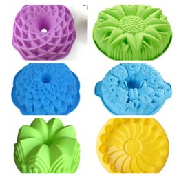 Moulds Silicone Big Cake Moulds Flower Crown Shape Cake Bakeware Baking Tools 3D Bread Pastry Mould Pizza Pan DIY Birthday Wedding Party