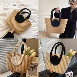 Ladies Woven Evening Beach Bags Bag Simplified Retrofit Grass Knitted Handbag Oblique Cross Holiday Cotton Rope Commuter Tote Women's