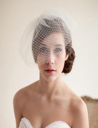 2014 SSJ Wedding Veils Double Layer Full Birdcage Veil Short Meshed Net Wedding Blusher Veil Bridal Fascinator Veils Wedding Birdc4553957