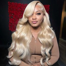 Synthetic Wigs 613 blonde wig body wave high-definition lace 13x6 human hair front Brazilian adhesive free Q240427