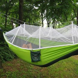 Whole-Multi-color Hammock Travel Camping Single Person Hammock Portable Parachute Fabric Mosquito Net Hammock for Indoor Outdo296o