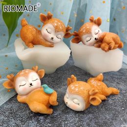 Moulds 3D Cute Deer Silicone Mould Fondant Chocolate Cupcake Dessert Cake Decorating Tools Sika Deer Shape Kitchen Baking Mould