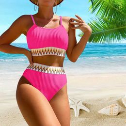 Women's Swimwear 2 Pcs/Set Women Swimsuit Set Quick Dry Soft Spaghett Strap Slim Fit Push Up High Waist Bathing Suit Lady Beachwear Bikini Set