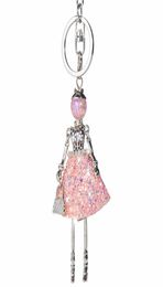 Keychains HOCOLE Fashion Crystal Cute Doll Rhinestone Key Ring Chain Bag Charms Car Pendant For Women Handbag Keyrings1098393