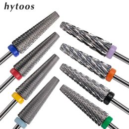 Bits HYTOOS 24mm Super Long 5 in 1 Nail Drill Bits TwoWay Cross Manicure Carbide Burr Electric Grinding Accessories