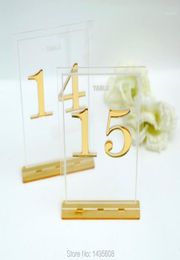 Party Decoration Centrepieces Luxury Clear Acrylic Wedding Table Numbers Holders Calligraphy Gold Mirror Signs2519420